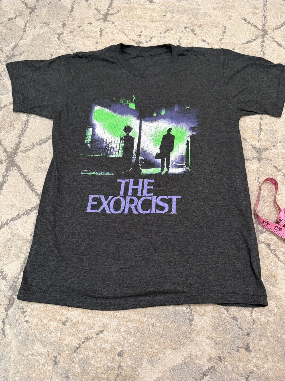 The Exorcist Graphic Tee - Dark Heather with Green & Purple Print
